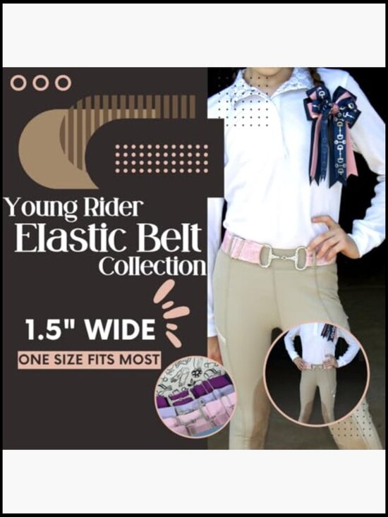 Equestrian Belt, 1.5 inch Adjustable Elastic Riding Belt for Breeches with Rose
